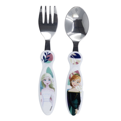 2 PCS ELLIPTICAL METALLIC CUTLERY SET FROZEN TRUST THE JOURNEY