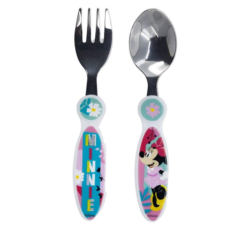 2 PCS ELLIPTICAL METALLIC CUTLERY SET MINNIE MOUSE BEING MORE MINNIE