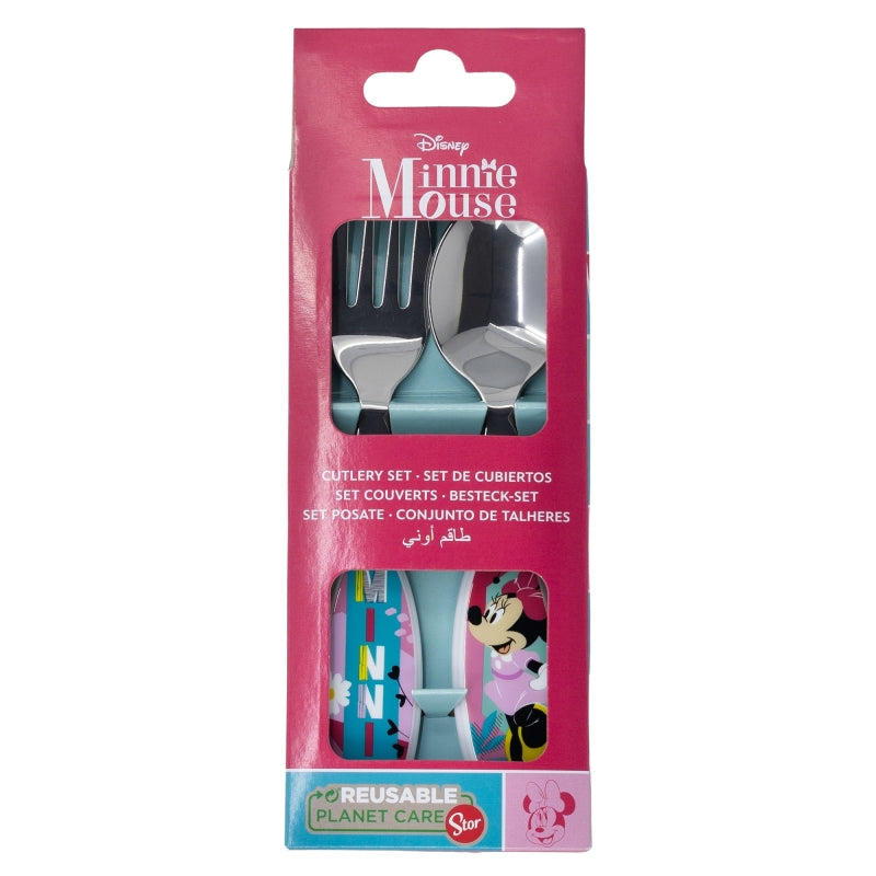 2 PCS ELLIPTICAL METALLIC CUTLERY SET MINNIE MOUSE BEING MORE MINNIE