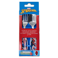 2 PCS ELLIPTICAL METALLIC CUTLERY SET SPIDERMAN ARACHNID GRID