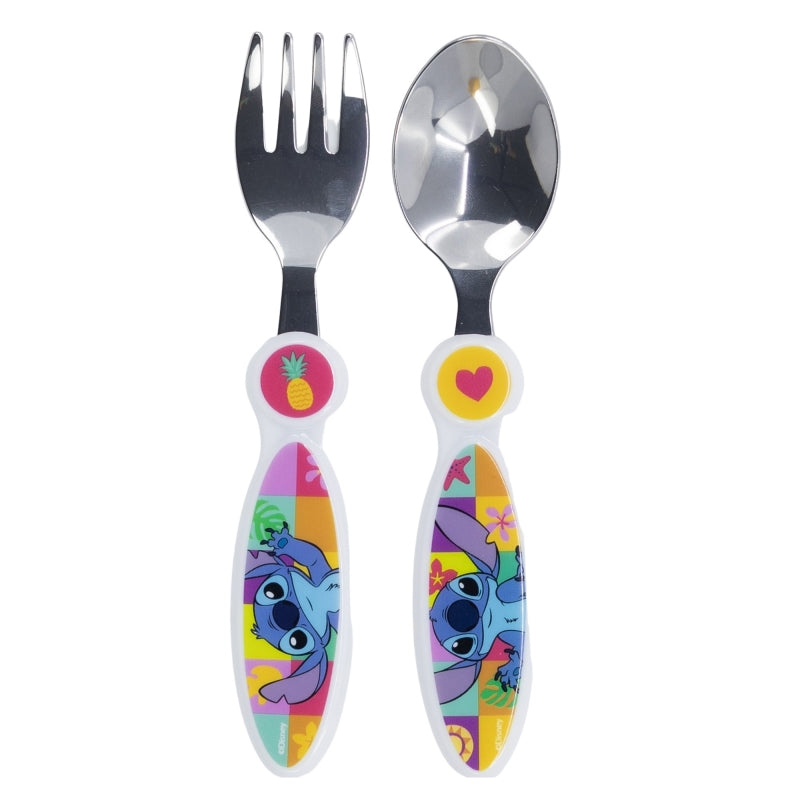 2 PCS ELLIPTICAL METALLIC CUTLERY SET STITCH PALMS