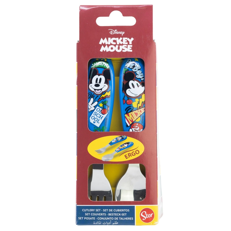 2 PCS ELLIPTICAL METALLIC CUTLERY (SPOON AND FORK) SET MICKEY TRUE CHAMPIONS