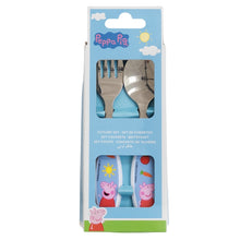 2 PCS ELLIPTICAL METALLIC CUTLERY (SPOON AND FORK) SET PEPPA PIG
