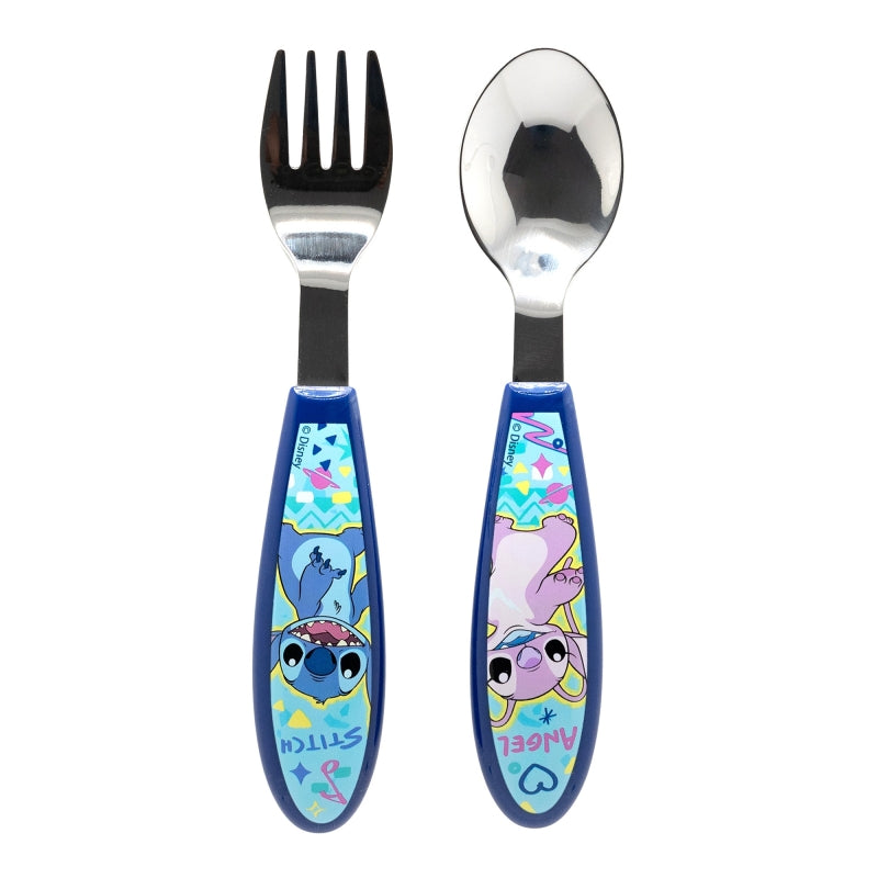 2 PCS ELLIPTICAL METALLIC CUTLERY (SPOON AND FORK) SET STITCH DRAWING