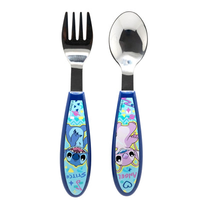 2 PCS ELLIPTICAL METALLIC CUTLERY (SPOON AND FORK) SET STITCH DRAWING