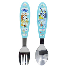 2 PCS ELLIPTICAL METALLIC CUTLERY (SPOON AND FORK) (SPOON AND FORK) SET BLUEY