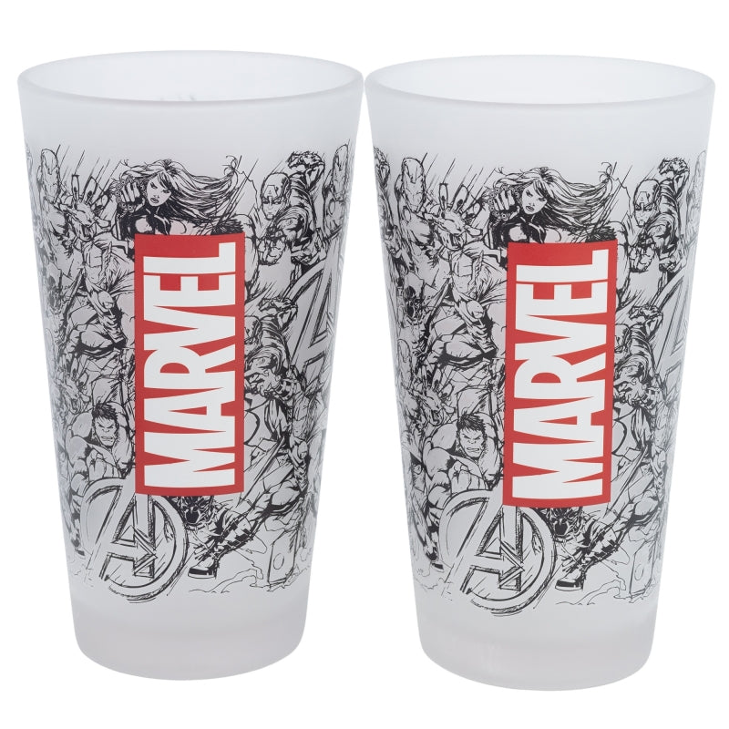 2 PCS GLASS CASUAL TUMBLER 490 ML MARVEL PATTERN