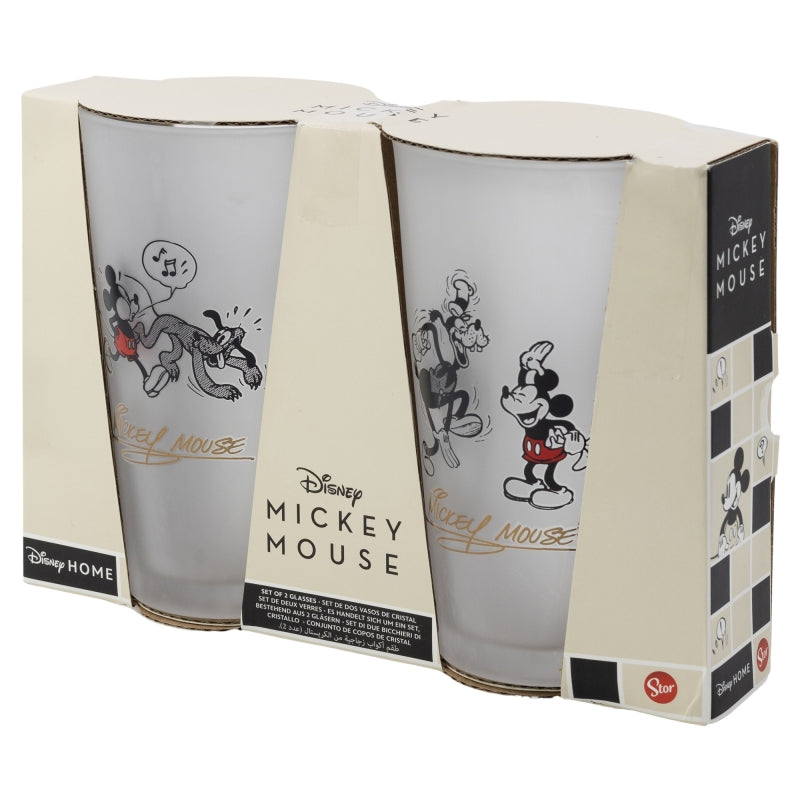 2 PCS GLASS CASUAL TUMBLER 490 ML MICKEY MOUSE VINTAGE