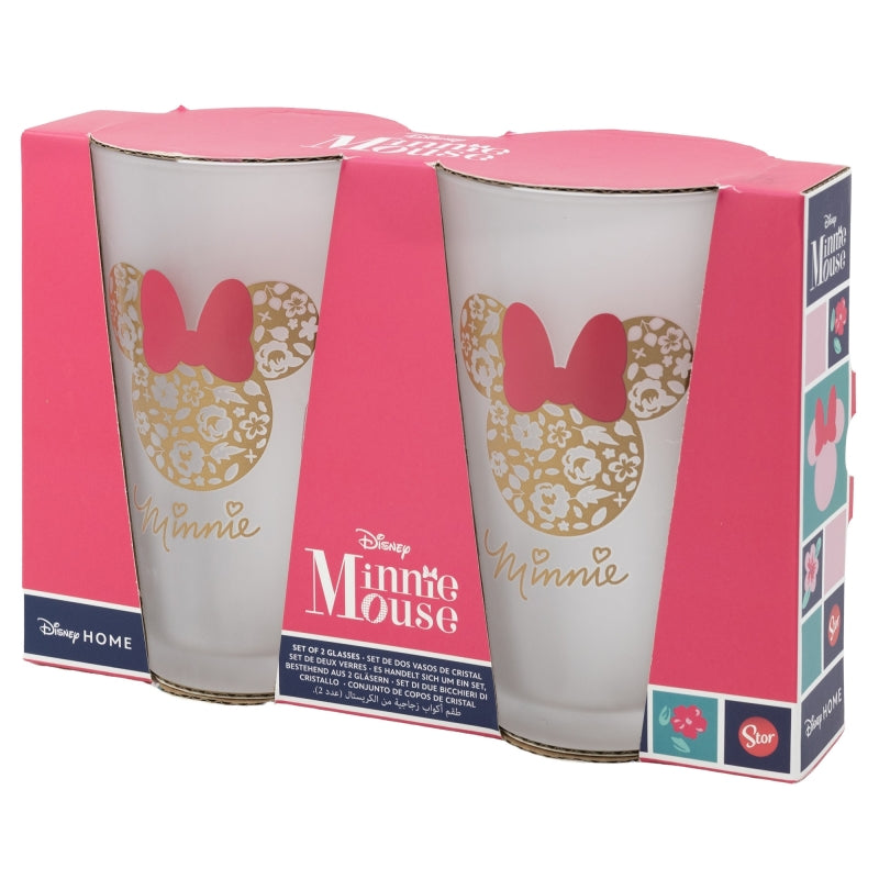 2 PCS GLASS CASUAL TUMBLER 490 ML MINNIE MOUSE GARDENING