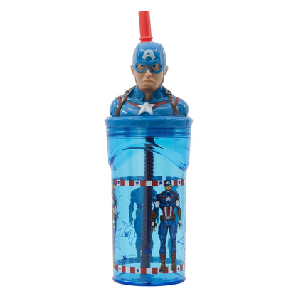 Avengers 3D Tumbler met Rietje 360 ml – Onverslaanbare Kracht met Captain America!