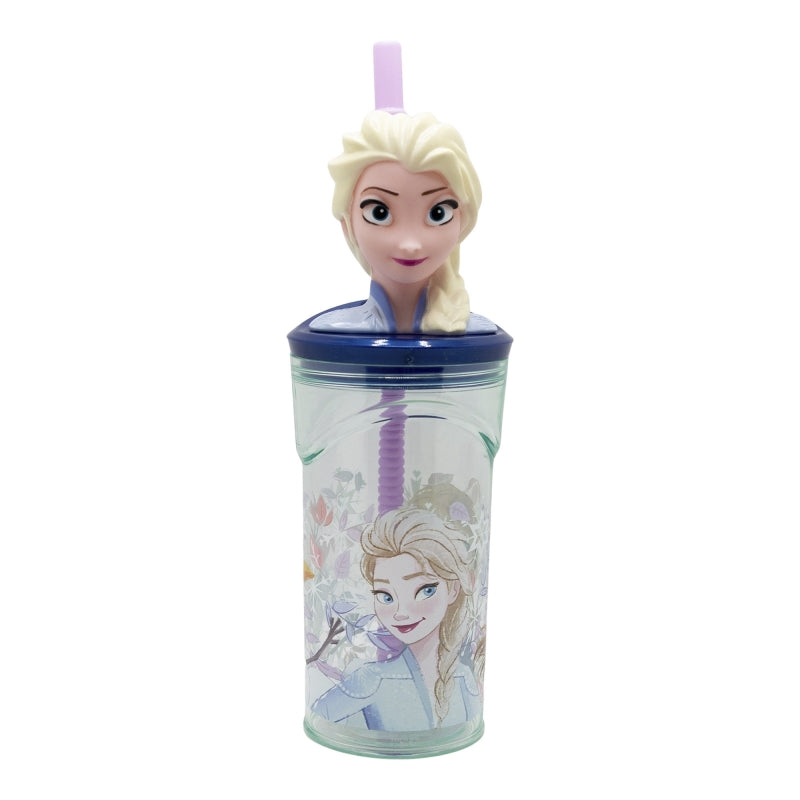 Frozen Snowy Tale 3D Tumbler met Rietje 360 ml – Magisch Winterplezier met Elsa!