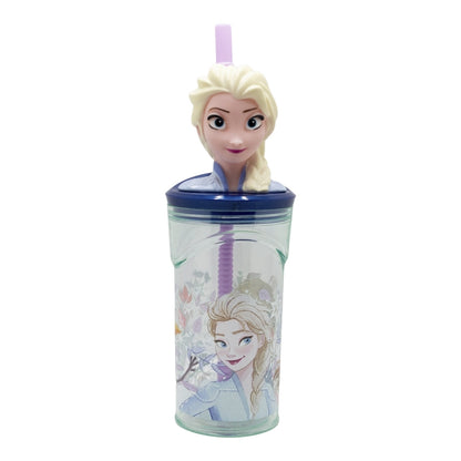 Frozen Snowy Tale 3D Tumbler met Rietje 360 ml – Magisch Winterplezier met Elsa!