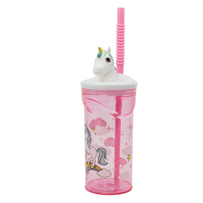 Eenhoorn 3D Tumbler met Rietje 360 ml – Magisch Drinkplezier!