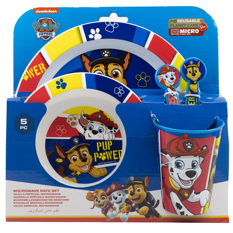 Paw Patrol Pup Power 5-Piece Microwave-Safe Tableware Set – BPA-vrije Kinderborden Set