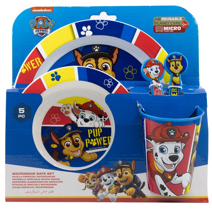 Paw Patrol Pup Power 5-Piece Microwave-Safe Tableware Set – BPA-vrije Kinderborden Set