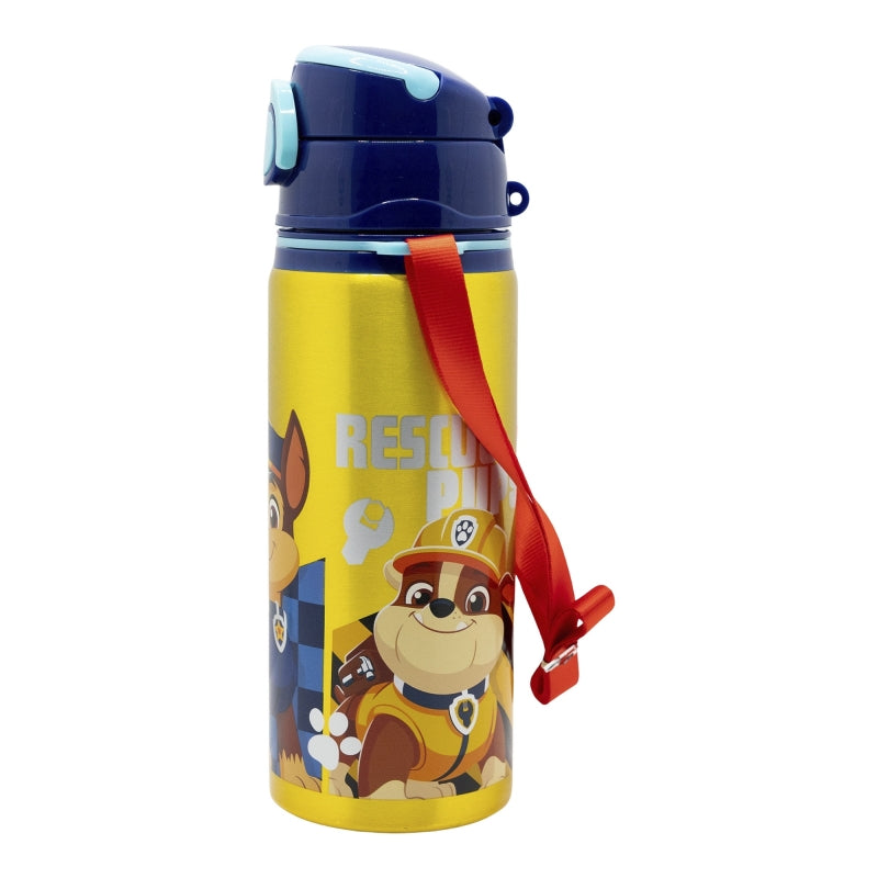 ALUMINIUM POP UP BOTTLE WITH STRAP 730 ML PAW PATROL BOY RESCUE PUPS