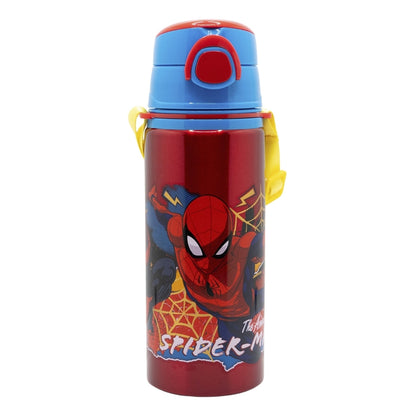 ALUMINIUM POP UP BOTTLE WITH STRAP 730 ML SPIDERMAN MOVING TARGET