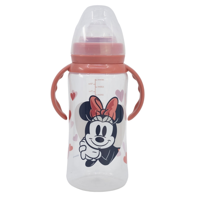 Minnie Mouse Heart Full Babyfles met Handvatten 360 ml – Lief Drinken voor je Baby!