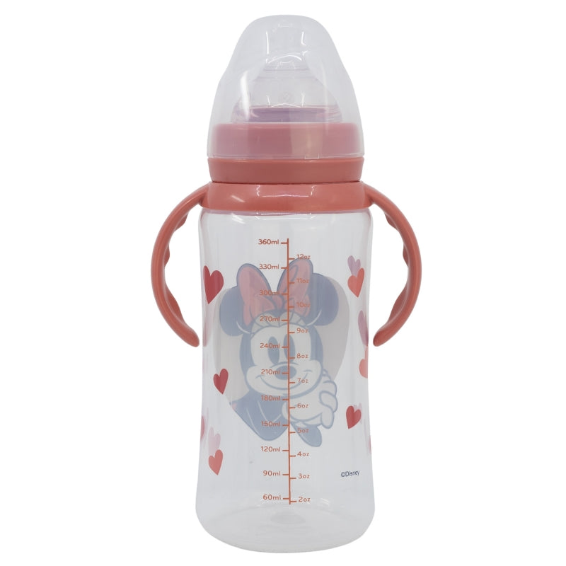 Minnie Mouse Heart Full Babyfles met Handvatten 360 ml – Lief Drinken voor je Baby!