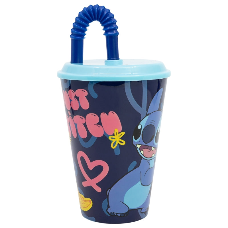 Stitch Palms Tumbler met Rietje 430 ml – Tropisch Avontuur On The Go!