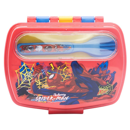 Spider-Man Moving Target Lunchbox met Bestek – BPA-vrije Broodtrommel voor Kinderen