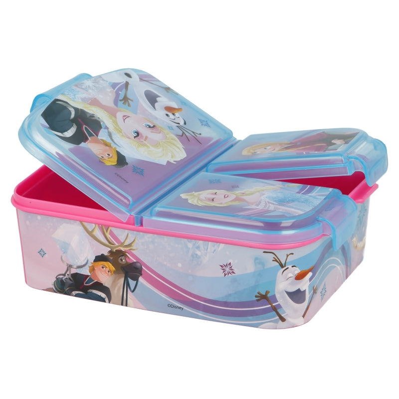 Frozen Iridescent Aqua Lunchbox met Vakken – BPA-vrije Broodtrommel voor Kinderen