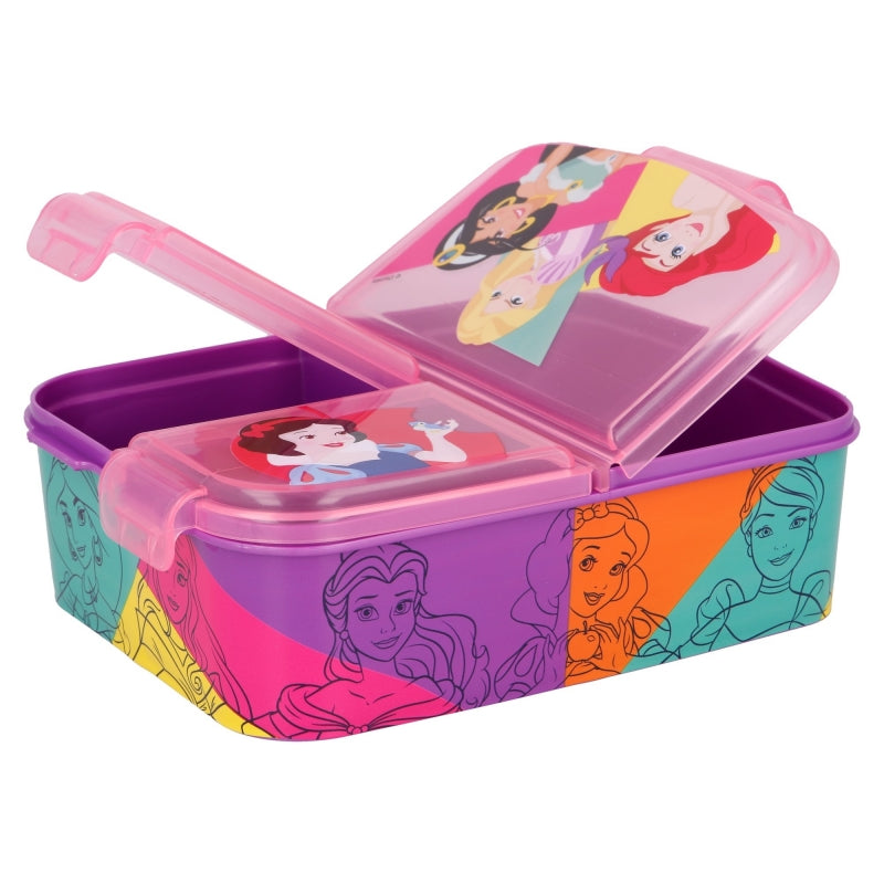 Princess Bright & Bold Lunchbox met Vakken – BPA-vrije Broodtrommel voor Kinderen