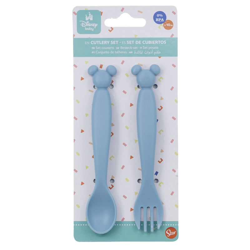 TODDLER 2 PCS CHARACTER SHAPED PP CUTLERY SET (SPOON AND FORK) MICKEY MOUSE