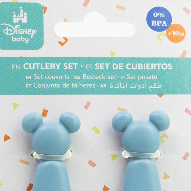 TODDLER 2 PCS CHARACTER SHAPED PP CUTLERY SET (SPOON AND FORK) MICKEY MOUSE